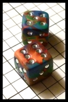 Dice : Dice - 6D - JA Orange Aqua Swirle with Rhinestone Pips - JA Gift GenCon Aug 2012